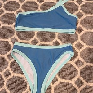 SHEIN one-shoulder two toned bikini